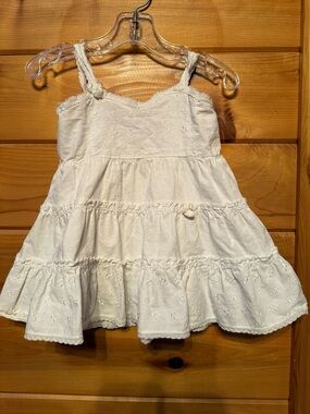 Vintage Toddler Girls White Eyelet Tiered Sundress Top, size 2